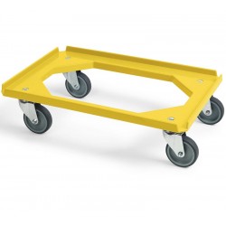 Chariot roule bac jaune 250Kg roulettes acier