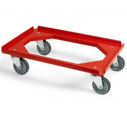 Chariot roule bac rouge 250Kg roulettes acier