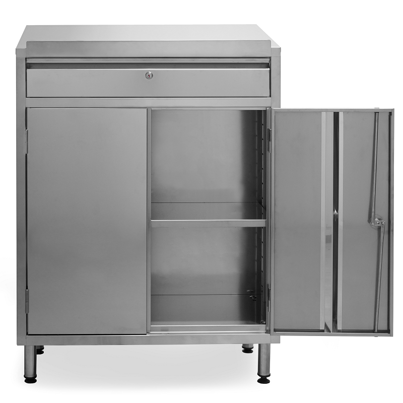 Pupitre inox | Pupitre inox 2 portes 1 tiroir largeur 800 mm | X-40590 441