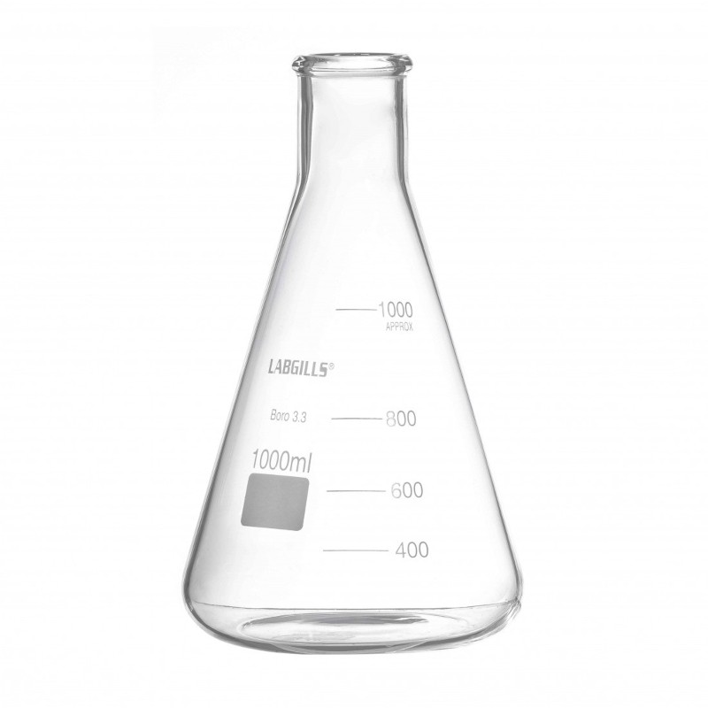 Fiole conique de titrage Erlenmeyer en verre borosilicaté 3.3 de 50 à 1000 ml