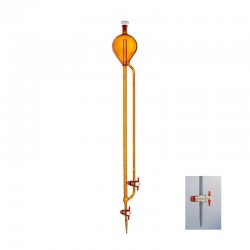 Burette avec réservoir Classe A ambre robinet conique PTFE