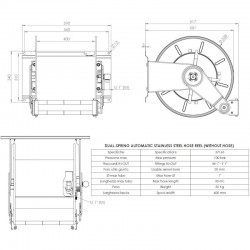 Plan enrouleur automatique inox 100 bar pour 30 m tuyau 1"